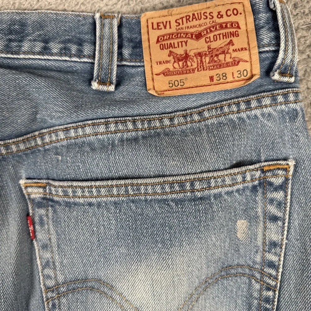 Levis 505 Jeans Mens 38x30 Regular‎ Straight VTG y2k Paint Distress